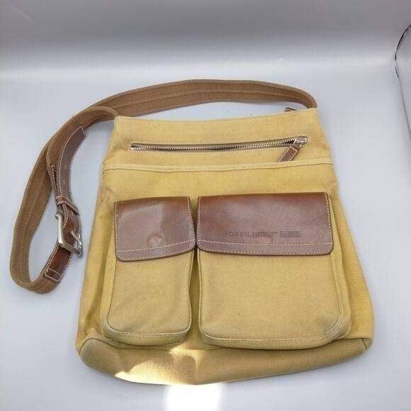 FOSSIL Expedition Company No 10552 Canvas Leather Messenger Crossbody Travel Bag - Picture 1 of 10